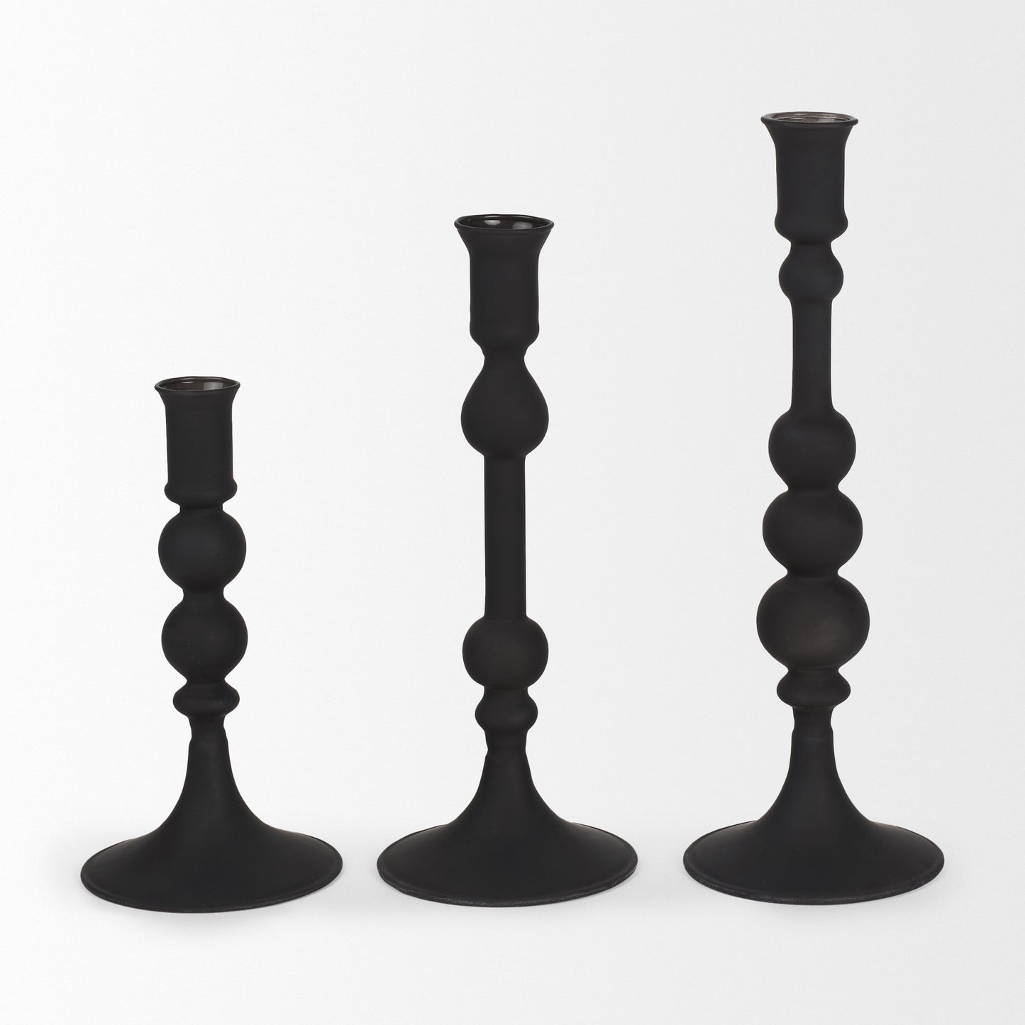 Haute Small Matte Black Blown Glass Candlestick