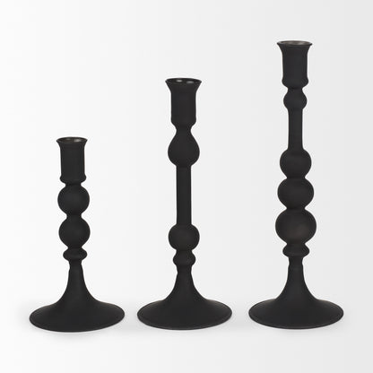 Haute Small Matte Black Blown Glass Candlestick