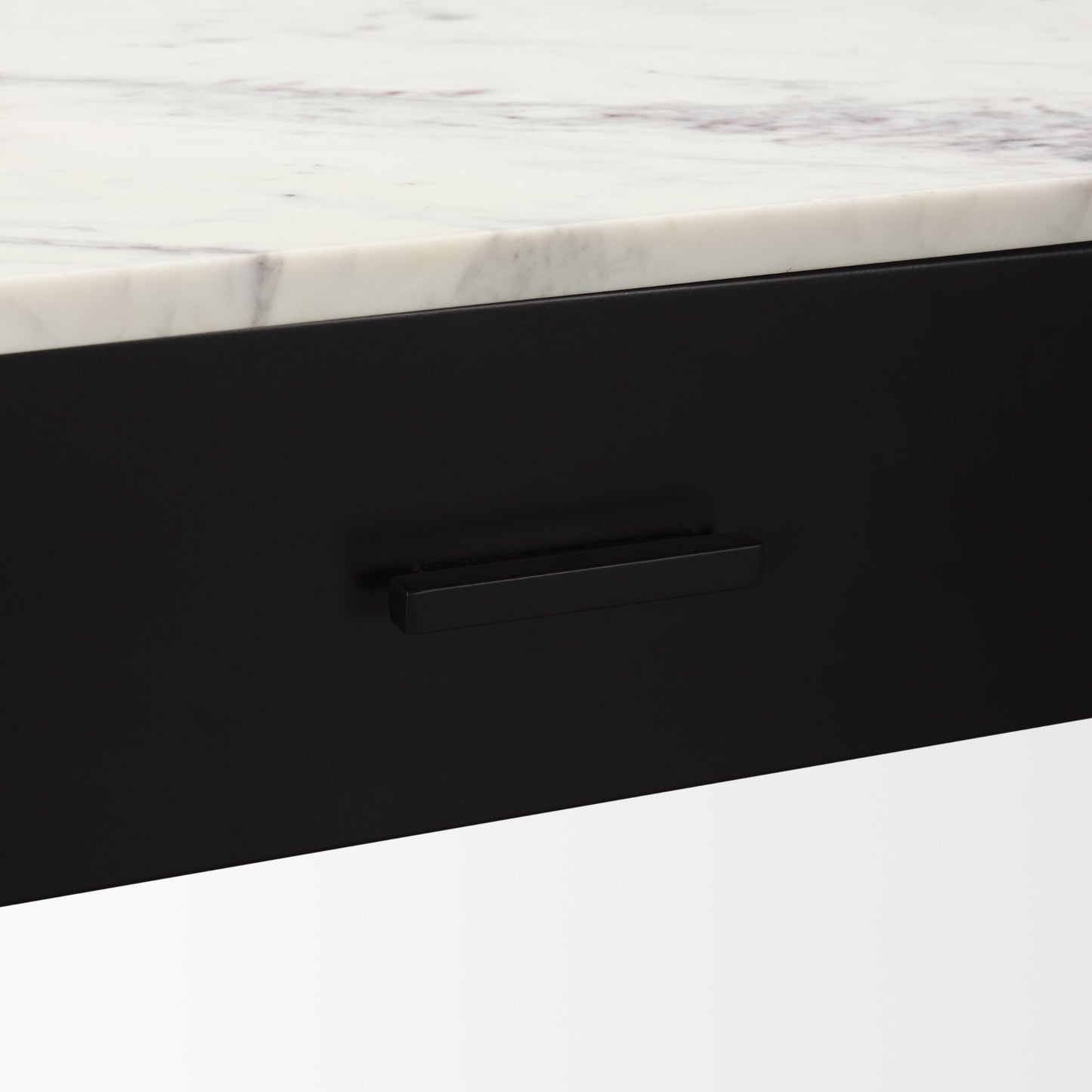 Amika White Marble Top Black Metal Base Console Table