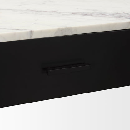 Amika White Marble Top Black Metal Base Console Table