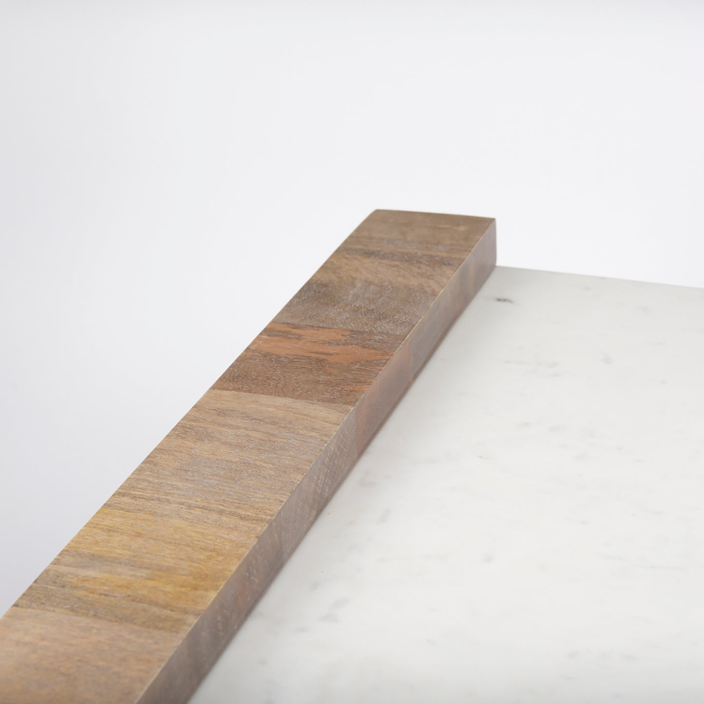 Athens 48.0L x 28.0W x 16.0H Light Brown Wood and White Marble Coffee Table