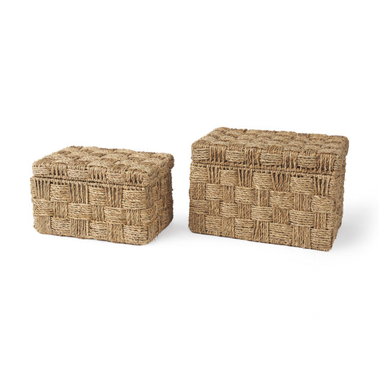 Hanalei Set of 2 Seagrass Boxes with Lids