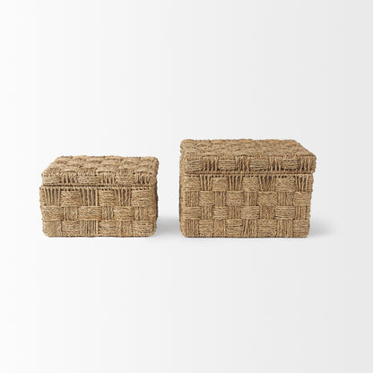 Hanalei Set of 2 Seagrass Boxes with Lids