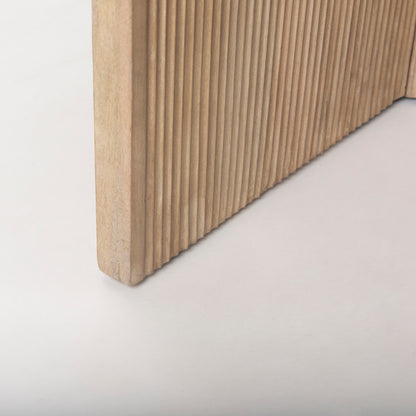 Enzo Marble Tabletop w/ Fluted Light Wood Base Foyer Accent Table