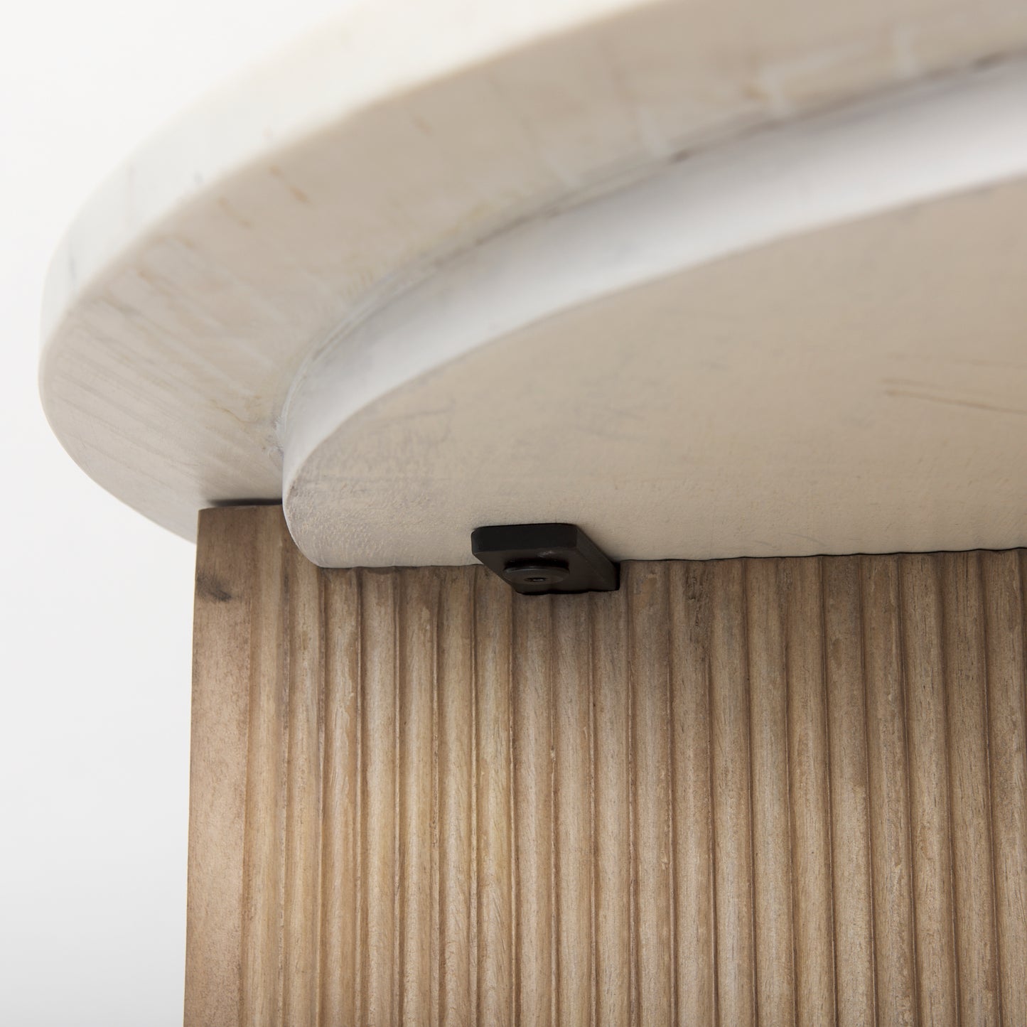 Enzo Marble Tabletop w/ Fluted Light Wood Base Foyer Accent Table