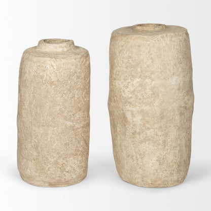 Rama Small Beige Paper Mache Floor Vase