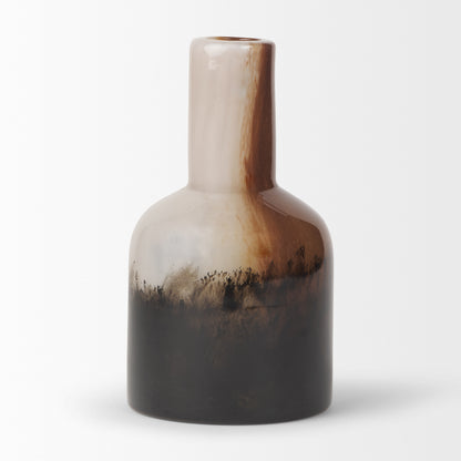 Marans Short Amber Multi-Color Glass Vase