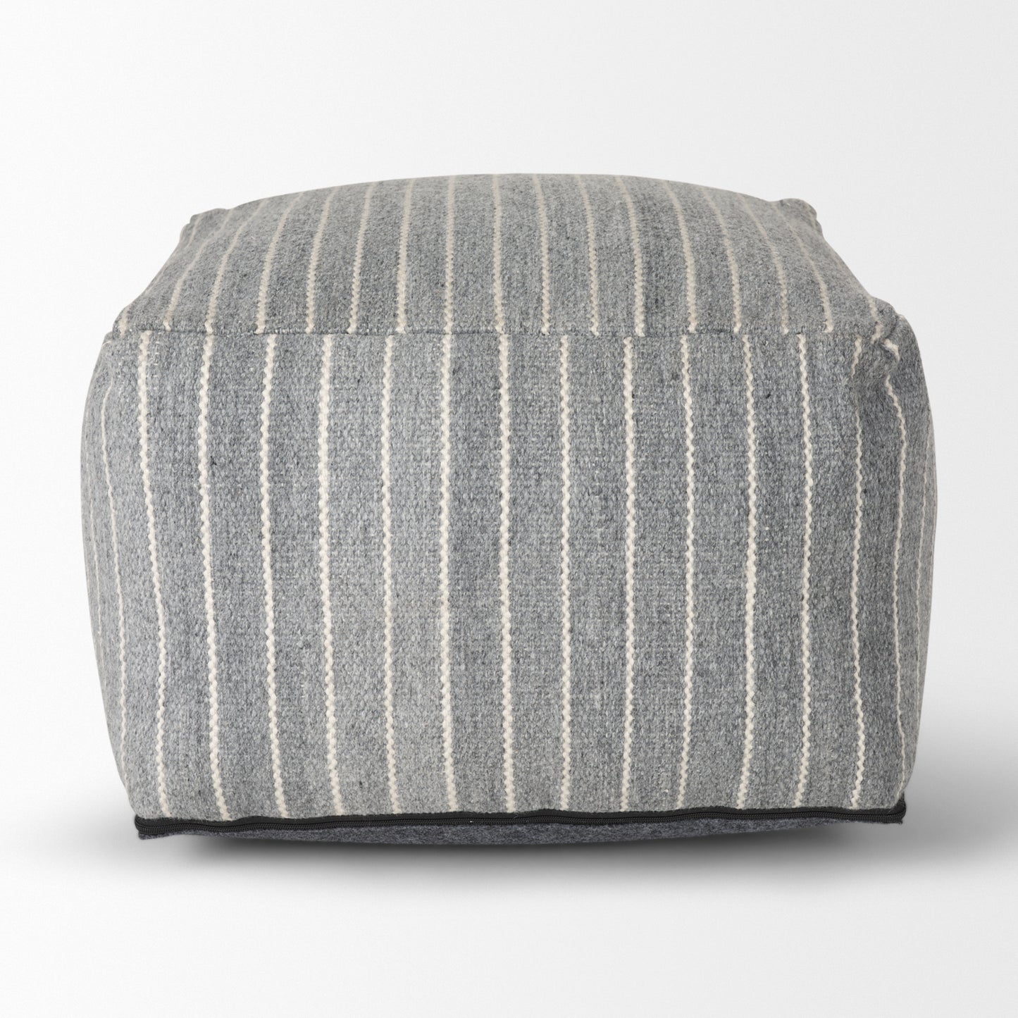 Kensie Large Blue Striped Pouf