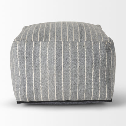 Kensie Large Blue Striped Pouf