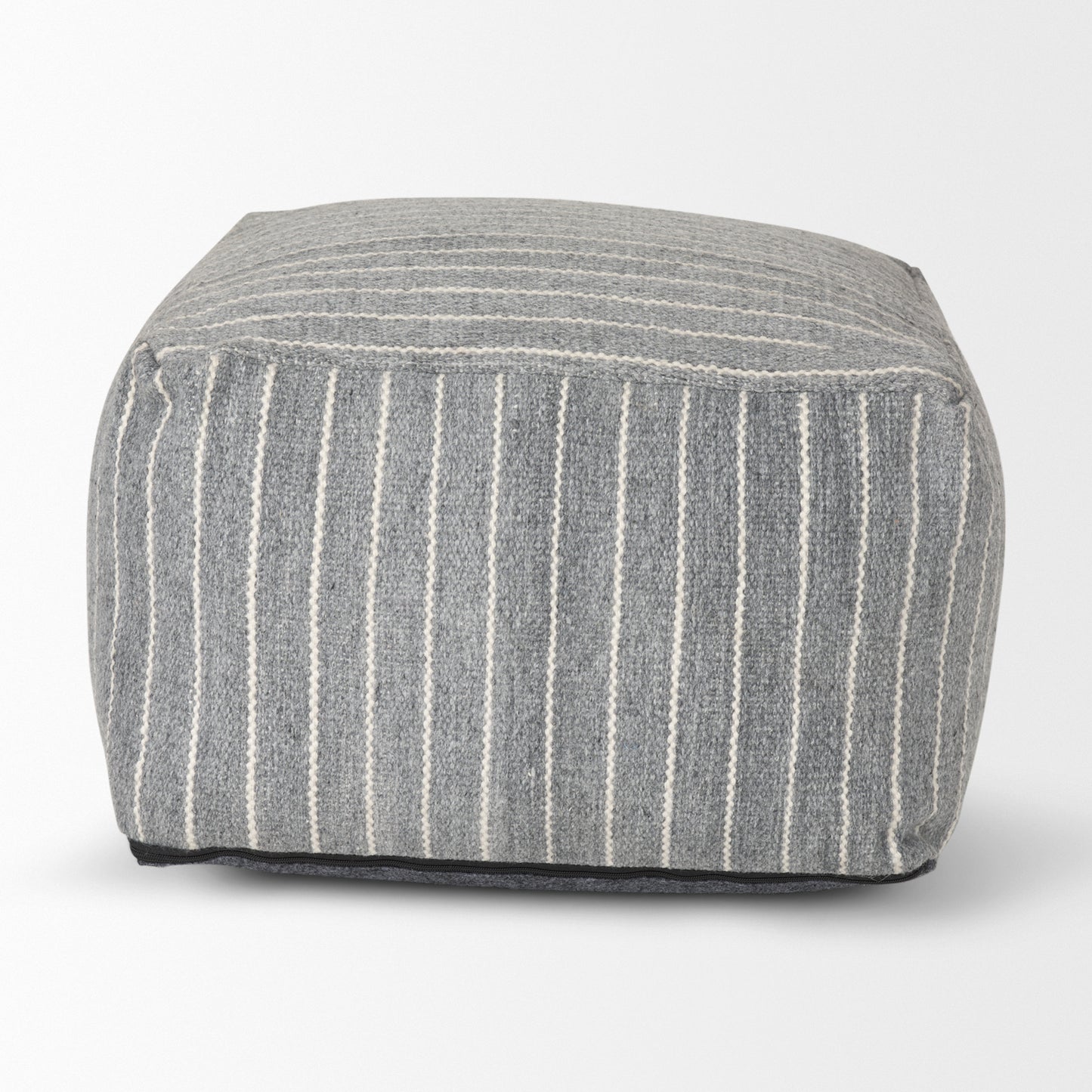 Kensie Large Blue Striped Pouf