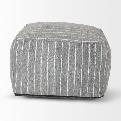 Kensie Large Blue Striped Pouf
