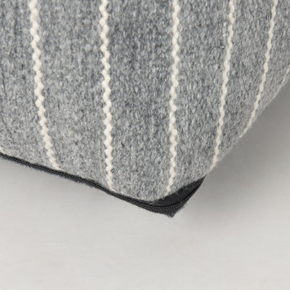 Kensie Large Blue Striped Pouf