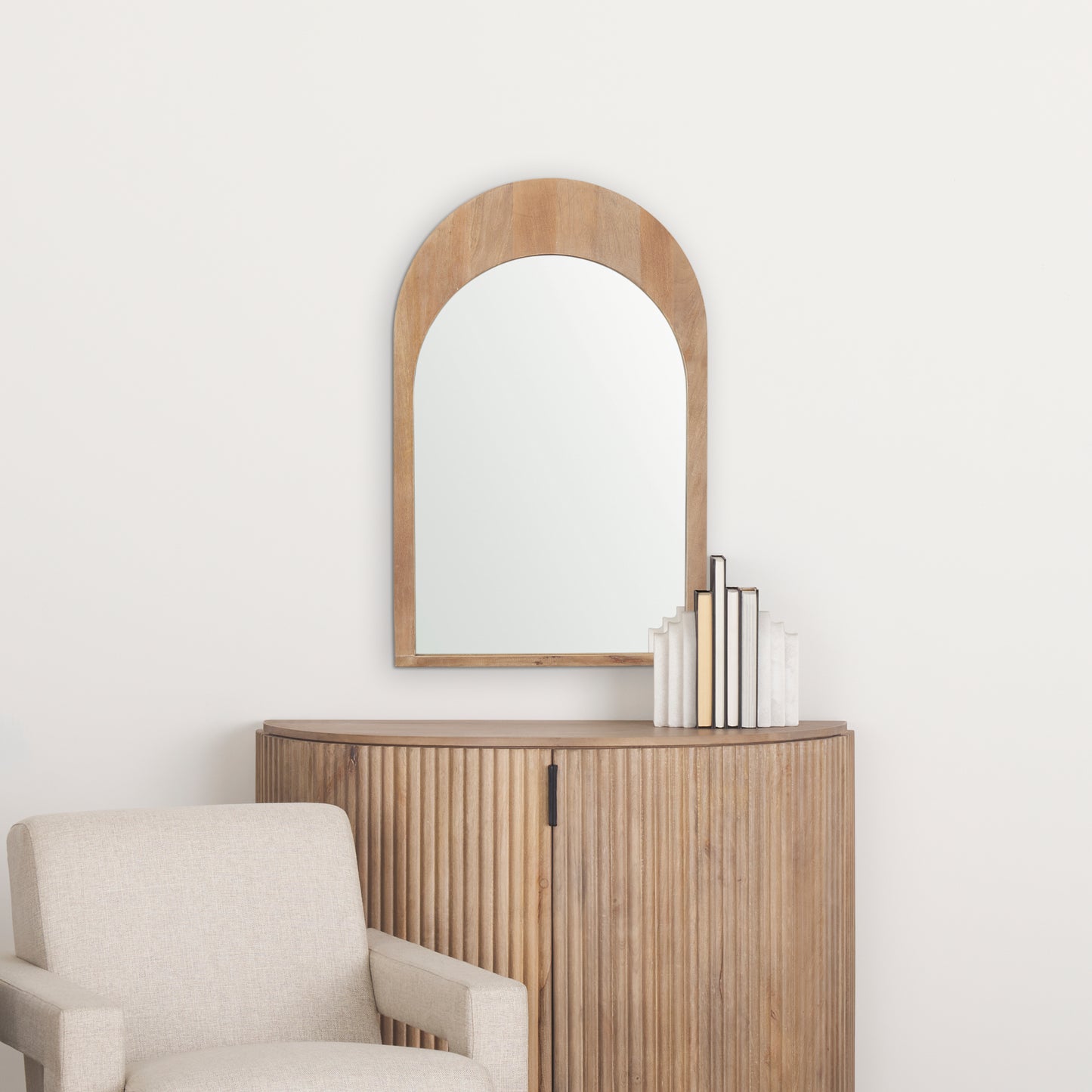 Celeste Light Brown Wood Arched Mirror