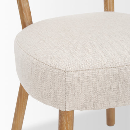 Owen Dining Chair W/ Medium Brown Wood and Beige Fabric
