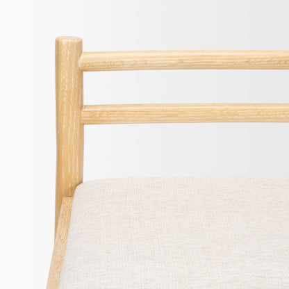 Sam Counter Stool W/ Light Brown Wood Frame and Beige Upholstered Seat