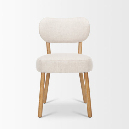 Owen Dining Chair W/ Medium Brown Wood and Beige Fabric