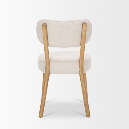 Owen Dining Chair W/ Medium Brown Wood and Beige Fabric