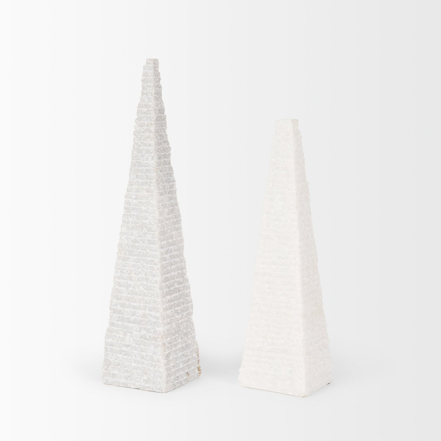 Pyramis White Rough Marble Obelisk 13"