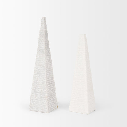 Pyramis White Rough Marble Obelisk 13"