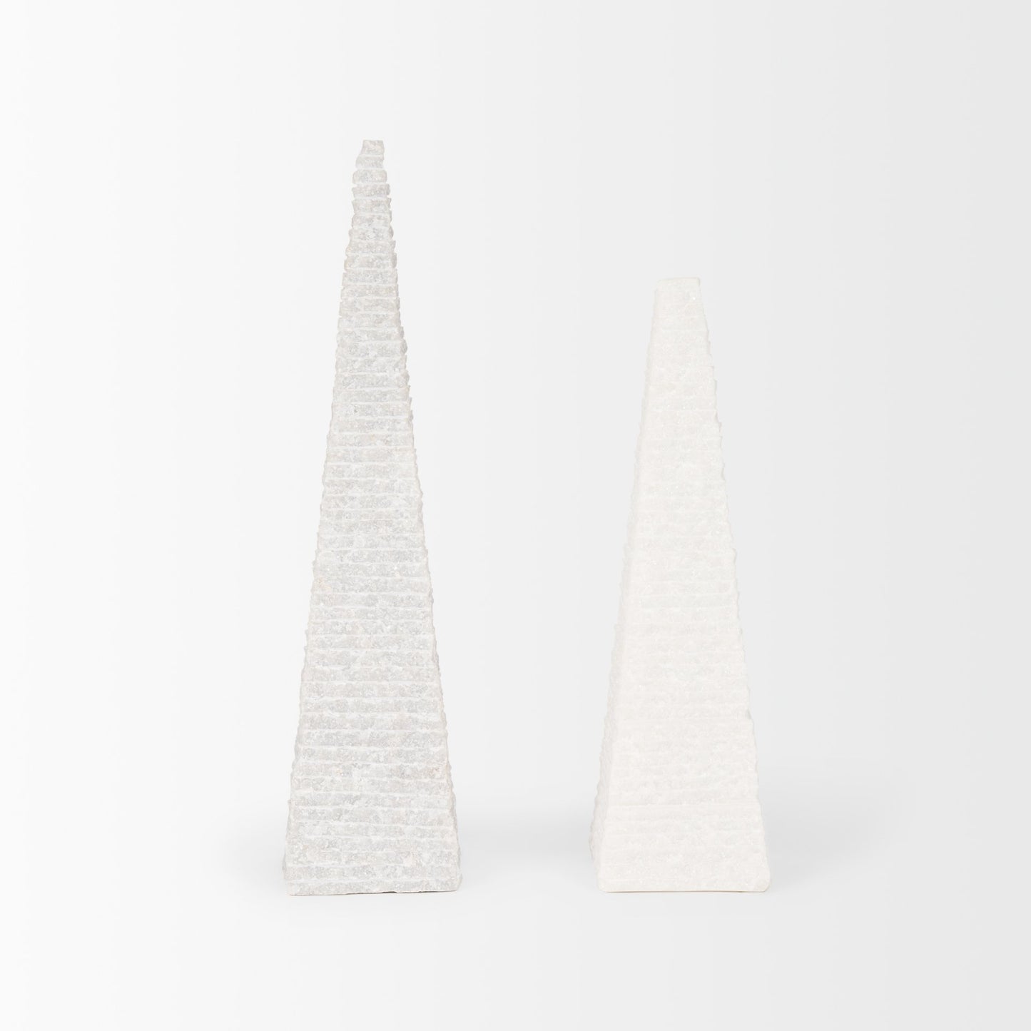 Pyramis White Rough Marble Obelisk 13"