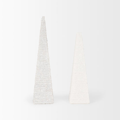 Pyramis White Rough Marble Obelisk 13"