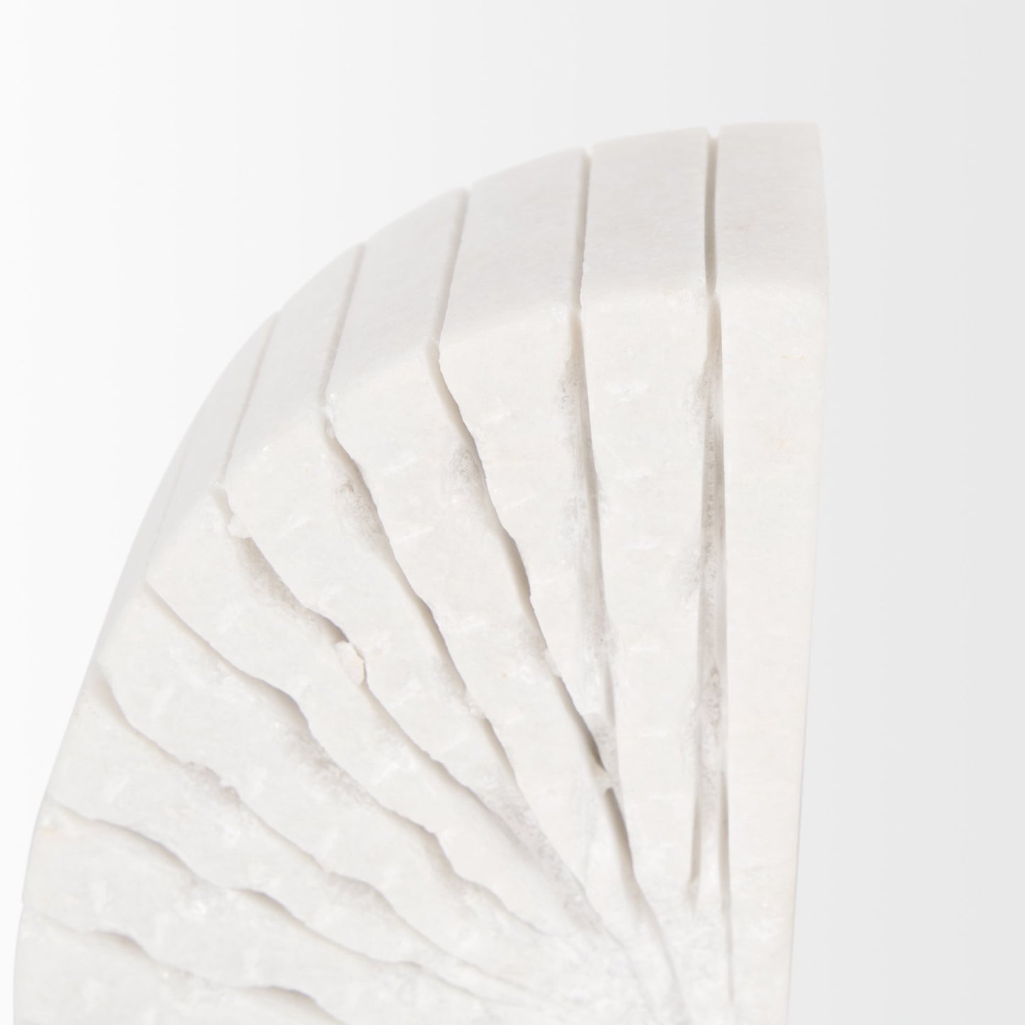 Stept White Marble Bookends w/rough carving (set of 2)