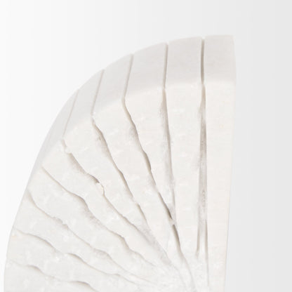 Stept White Marble Bookends w/rough carving (set of 2)