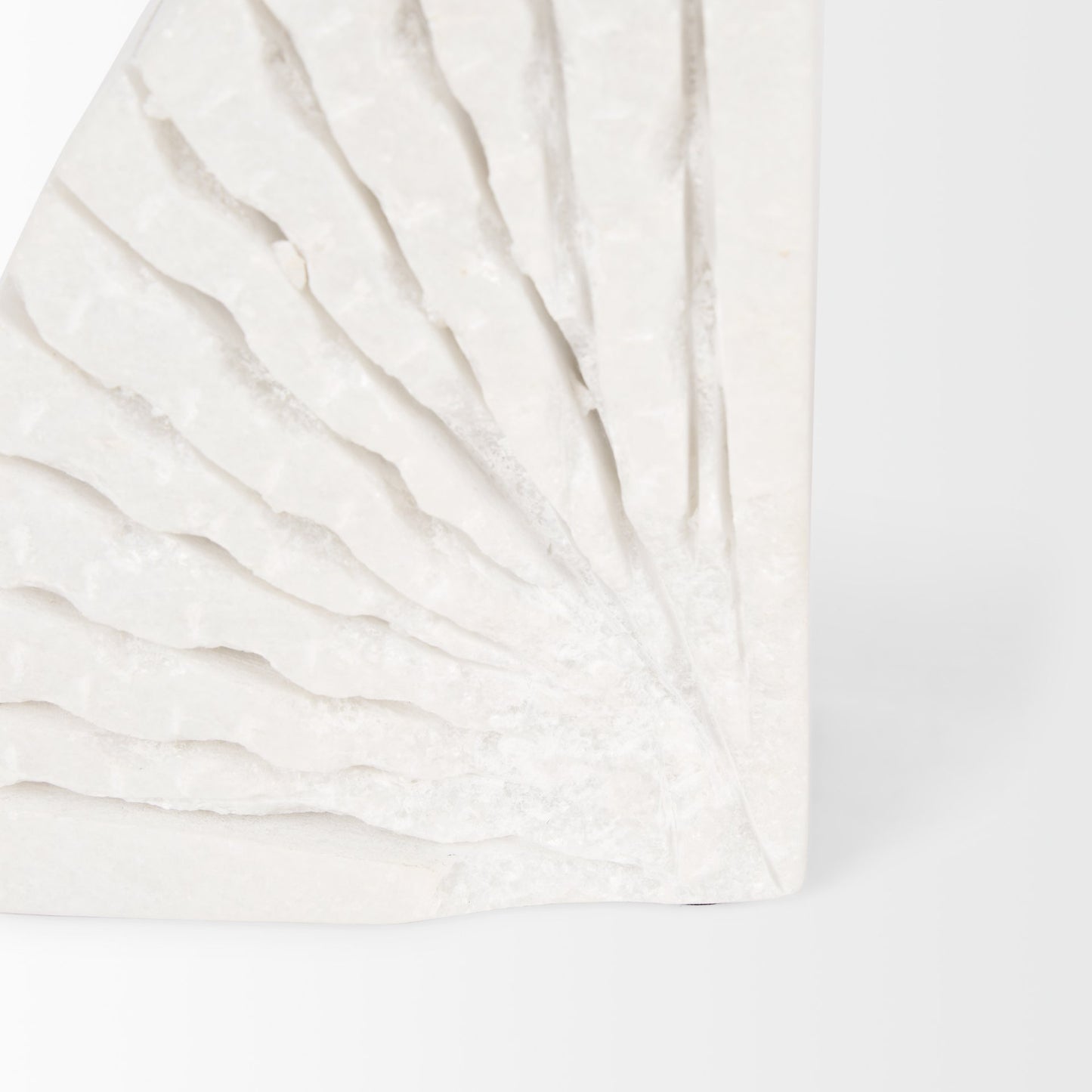 Stept White Marble Bookends w/rough carving (set of 2)