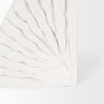Stept White Marble Bookends w/rough carving (set of 2)
