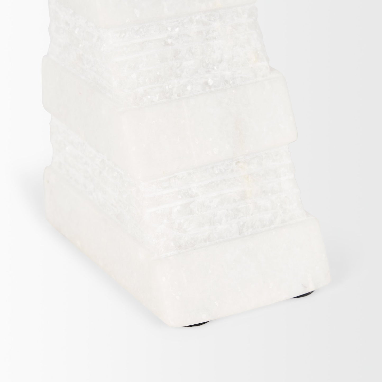 Cavetto White Marble Bookends w/rough carving S/2