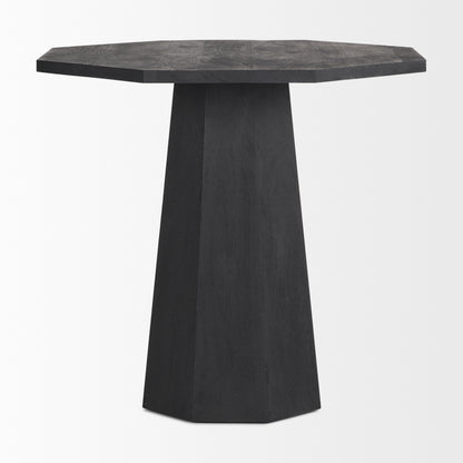 Maxine Hexagonal Black Wood Foyer Table