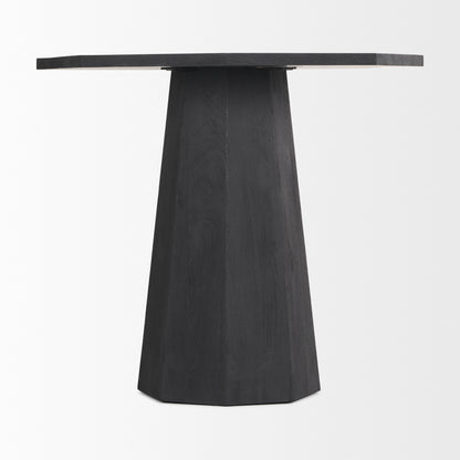 Maxine Hexagonal Black Wood Foyer Table