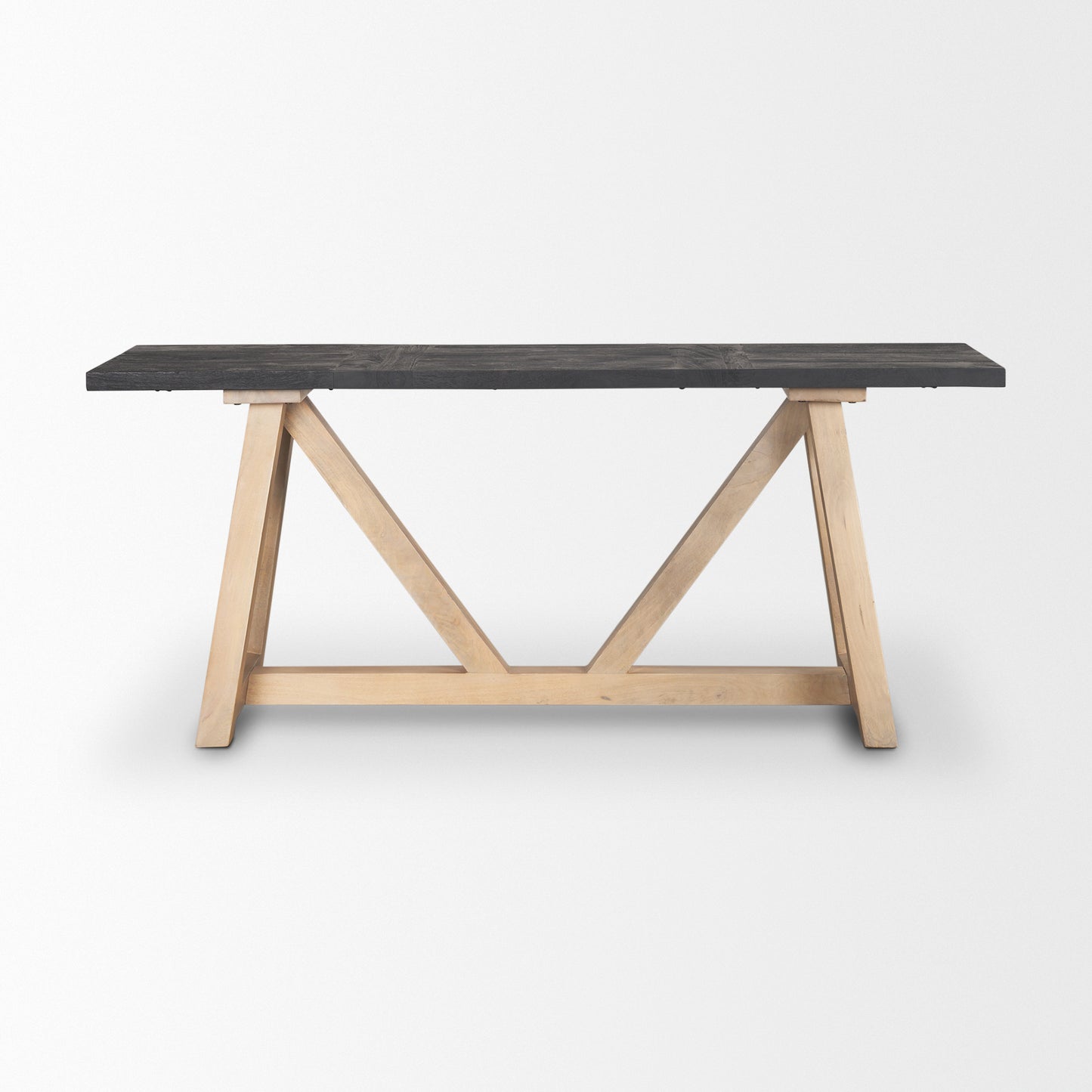 Rialto Two-Toned Black and Brown Wood Angular Leg Console Table