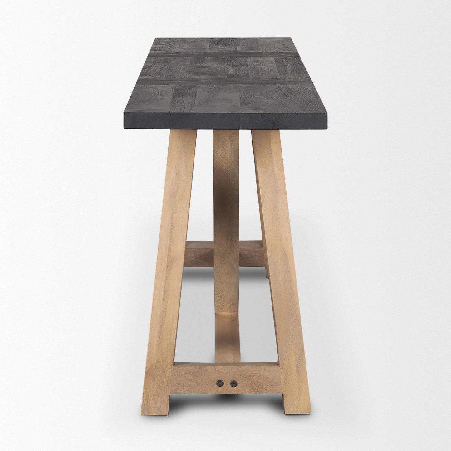 Rialto Two-Toned Black and Brown Wood Angular Leg Console Table