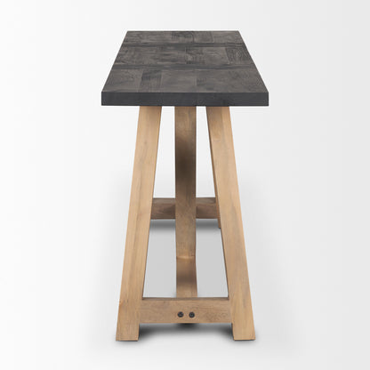 Rialto Two-Toned Black and Brown Wood Angular Leg Console Table