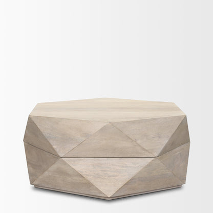 Arreto Hexagonal Hinged Solid Wood Top and Base Coffee Table