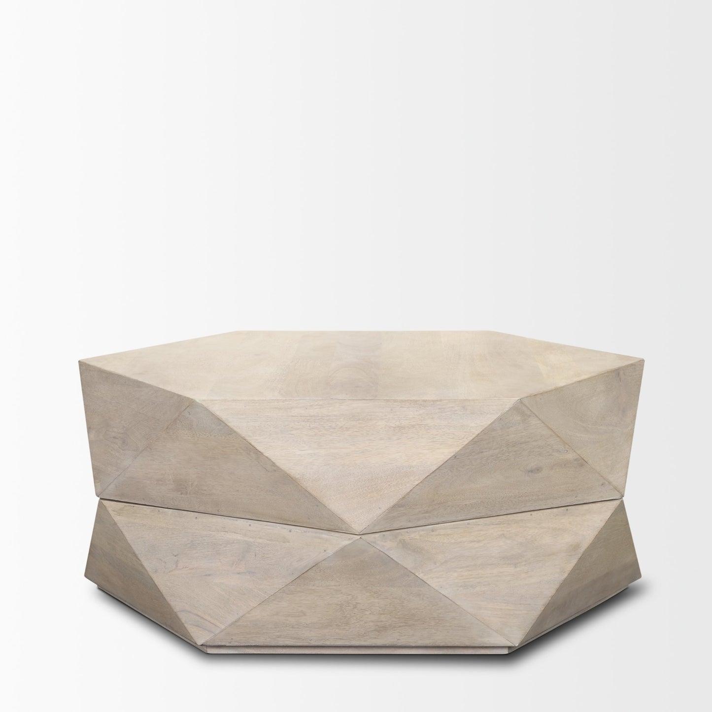 Arreto Hexagonal Hinged Solid Wood Top and Base Coffee Table