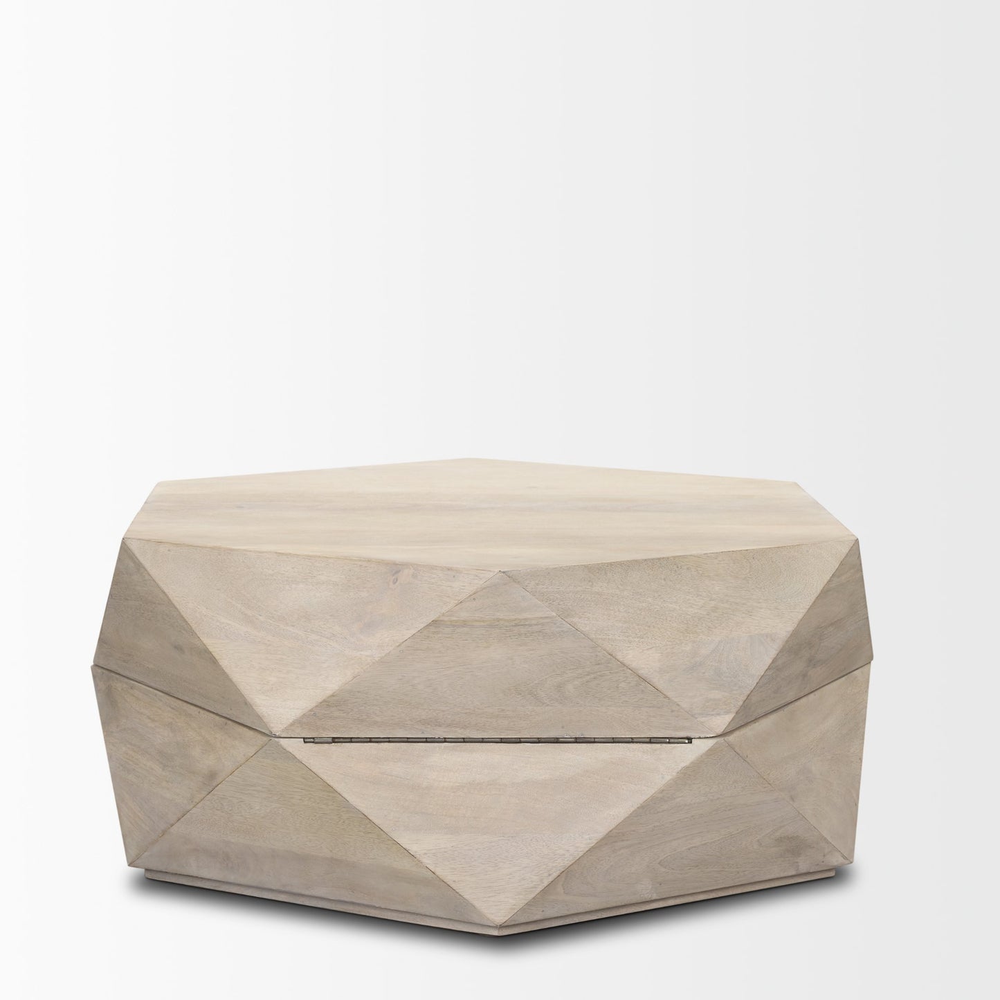 Arreto Hexagonal Hinged Solid Wood Top and Base Coffee Table
