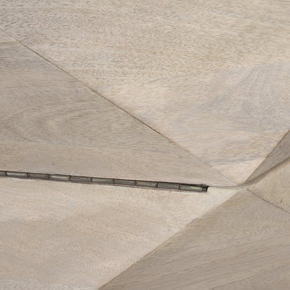 Arreto Hexagonal Hinged Solid Wood Top and Base Coffee Table