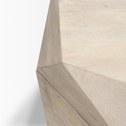 Arreto Hexagonal Hinged Solid Wood Top and Base Coffee Table