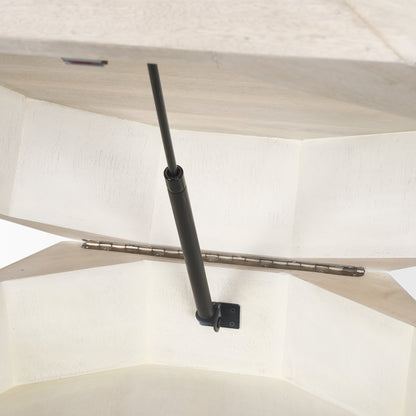 Arreto Hexagonal Hinged Solid Wood Top and Base Coffee Table