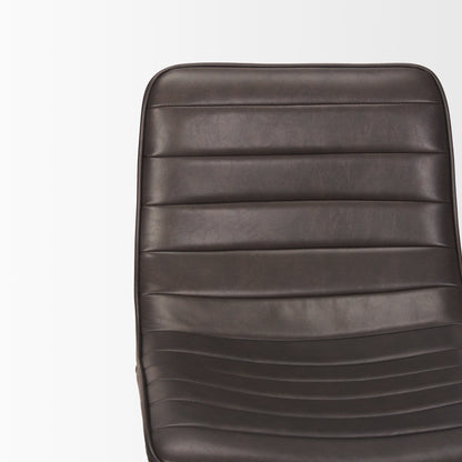 Meritt 37"H Black Faux-Leather Seat W/ Black Metal Frame Stool