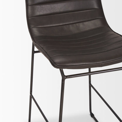 Meritt 37"H Black Faux-Leather Seat W/ Black Metal Frame Stool