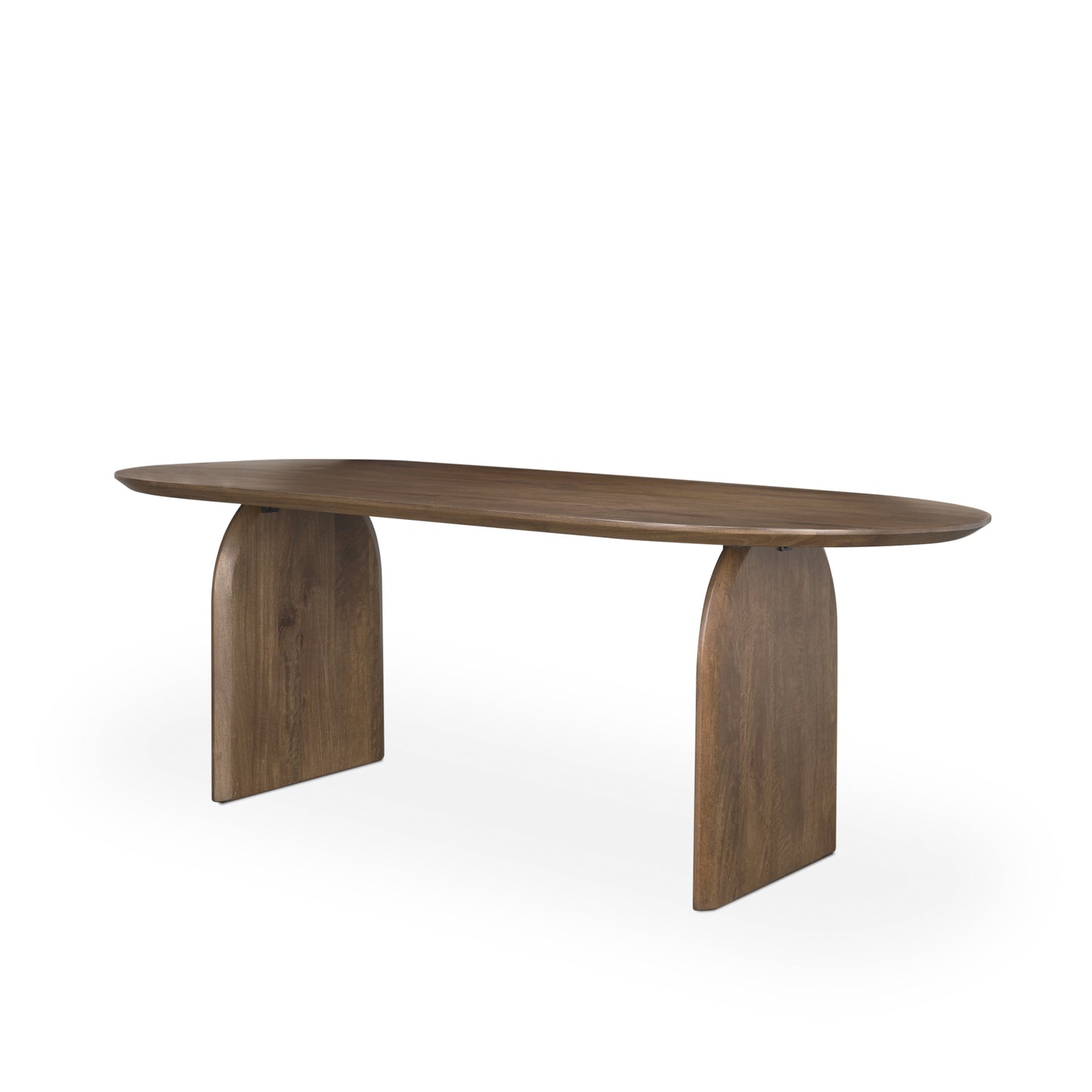 Isla Oval Dining Table w/Dark Brown Wood Top & Arched Legs