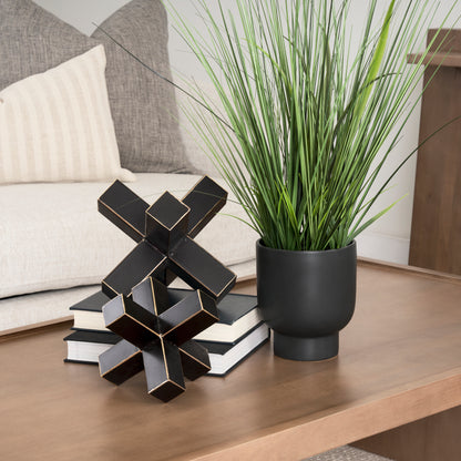 Abel (Small) 8L x 7W Black Metal Jack W/ Gold Accents