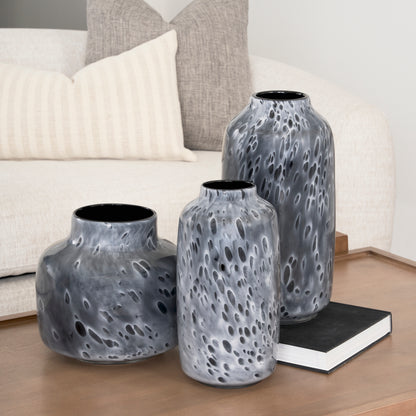 Masai Medium Black Mottled Glass Vase