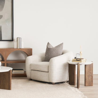 Rumer Dark Brown Wood w/ White Marble Side Table