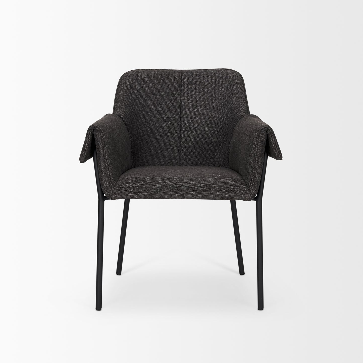 Brently Dining Chair w/ Gray Fabric & Matte Black Metal Legs