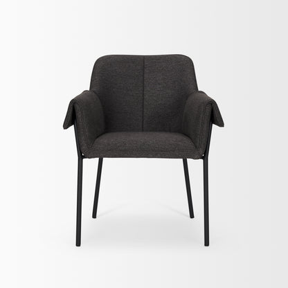 Brently Dining Chair w/ Gray Fabric & Matte Black Metal Legs