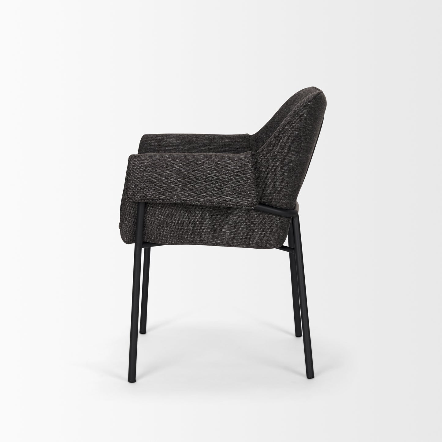 Brently Dining Chair w/ Gray Fabric & Matte Black Metal Legs